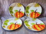 8 Piece Plastic Pumpkin Watercolor Dinner and Salad Plates