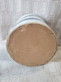 Blue Striped Small Pottery Crock
