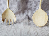 Pair of Rustic Checkered Rooster Wooden Salad Servers