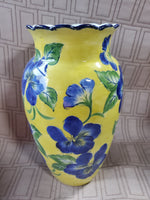 (A) Andrea by Sadek Yellow and Blue Floral Vase (2 AVAILABLE PRICED INDIVIDUALLY AT $18 EACH)