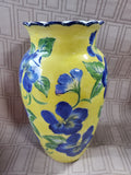 (A) Andrea by Sadek Yellow and Blue Floral Vase (2 AVAILABLE PRICED INDIVIDUALLY AT $18 EACH)