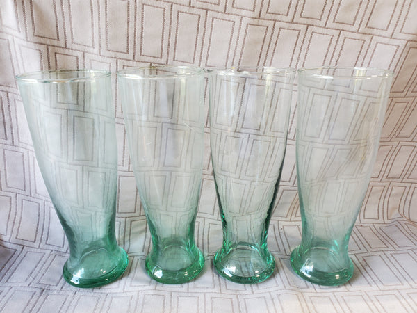 Set of 4 Green Glass Beer Glasses