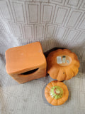 Pair of Terracotta Jack-O-Lantern Candle Votives