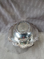 Silverplate Vegetable Serving Dish with Divided Glass Dish Insert