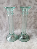 Pair of Green Glass Candlesticks