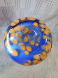 Signed Handblown Blue and Orange Glass Vase by Jeb