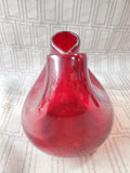 Blenko Style Red Pinched Glass Vase