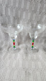 Set of 4 Clear Glass and Multi-Colored Painted Margarita Glasses