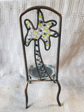 Metal and Beaded Palm Tree Chair Pillar Candle Holder