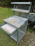 Heavyweight Green Metal Planting/Work Station w/Drawer and Wheels