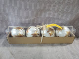 Set of 4 Capiz Shell Leaf Pattern Orbs UNOPENED