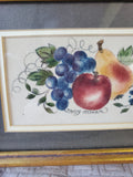 Framed Fruit and Bird Motif Theorem Painting by Sandy Honan
