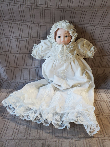 Porcelain Baby Doll in White Gown