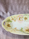 Hand Painted White Floral Celery Dish