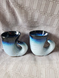 Signed Pair of Peter Pots Pottery Horn Steins/Mugs