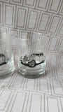 Set of 5 Clear Glass Vintage Car Whiskey Glasses