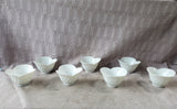 Lot of 7 Small Ceramic White Lotus Flower Rice Bowls