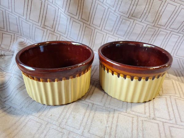 Pair of Small Brown Glazed Ramekins