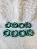 Set of 6 Round Green Fabric Napkin Rings