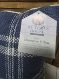 Blue and White Plaid Decorative Pillow