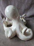 Crackle Glazed White Ceramic Octopus Figurine