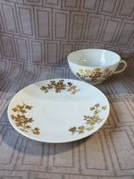 Gold Toned Floral Teacup and Saucer Set