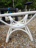 White Metal Outdoor Dining Table w/Glass Top
