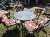 5-Piece Green Outdoor Dining Set w/Glass Top Table and Cushions