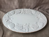 MudPie Seashell White Ceramic Crackle Glaze Serving Platter