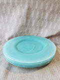 Set of 4 Aqua Blue Swirl Glass Dinner Plates