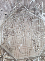 Vintage Clear Glass Fruit Pattern Serving Bowl