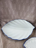 Set of 4 IDG Blue and White Leaf Plates
