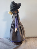 Porcelain Doll with Grey and Blue Dress