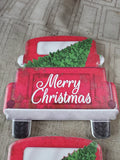 Set of 4 Holiday Market Ceramic Merry Christmas Red Truck Coasters