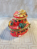2 Tiered Heart Shaped Holiday Trinket Box