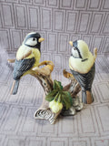 (N) Porcelain Pair of Perched Chickadee Birds Figurine