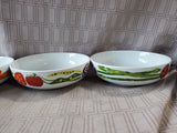 5 Piece Crate & Barrel Jane Dixon Vegetable Motif Salad Serving Bowl and Salad Bowl Set