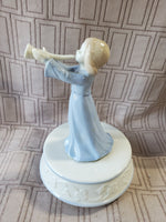 Rotating Horn Blowing Woman Music Box WORKS