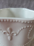 White Ceramic Fleur-de-lis Pitcher