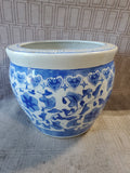 Blue and White Ceramic Planter