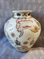 Crackle Glazed Old World Map Vase