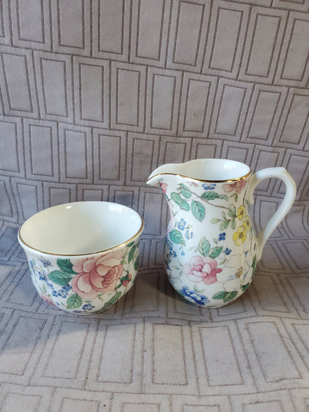 Staffordshire Floral Creamer and Sugar Set