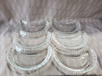 Set of 6 Clear Glass Crescent Shaped Plates