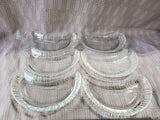Set of 6 Clear Glass Crescent Shaped Plates