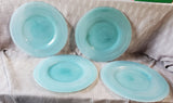 Set of 4 Aqua Blue Swirl Glass Dinner Plates