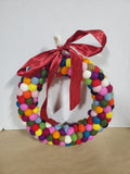 Multi-Colored Felt Ball Christmas Wreath