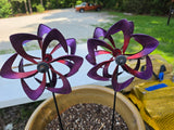 Two Purple Spinners, Yard Decor