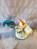 Signed Rooster and Hen Ceramic Figurine