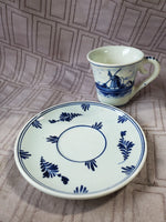 Vintage Delft Blauw Windmill Demitasse and Saucer Set
