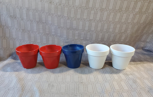 Lot of 5 Red, White, and Blue Small Planters